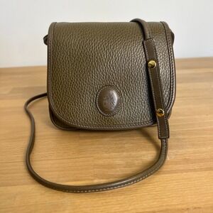 Vintage Mark Cross Olive Green Pebbled Leather Crossbody Bag Small Made in Italy